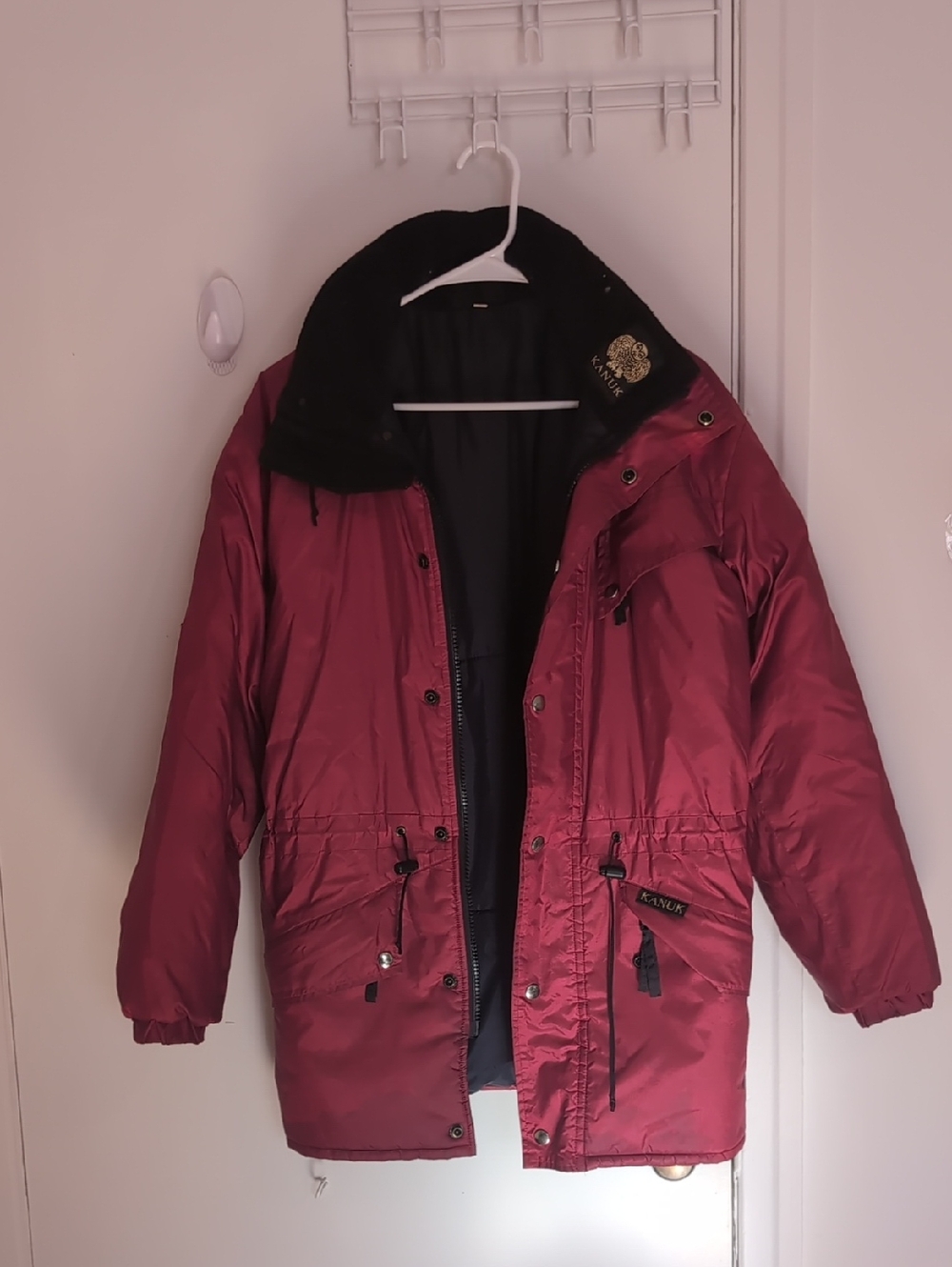 KAVIK Red Women's Parka Jacket with Faux Fur Trim